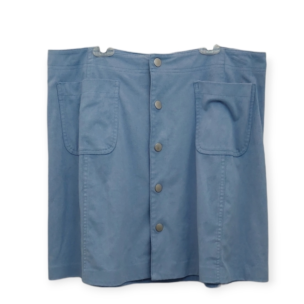 Belle & Sky Women's Size 14 Light Blue Mini Skirt Button Up
